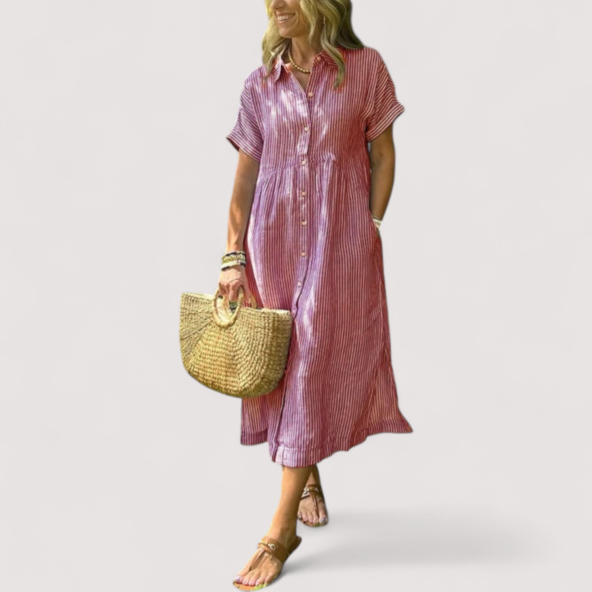 Rea™ | Vestido Camisa a Rayas