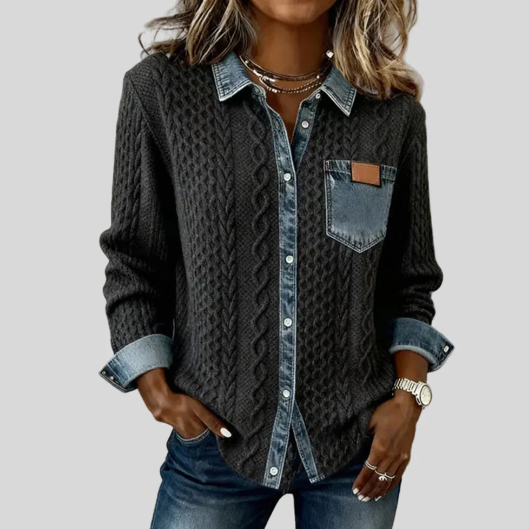 Simone™ | Camisa de mezclilla de patchwork