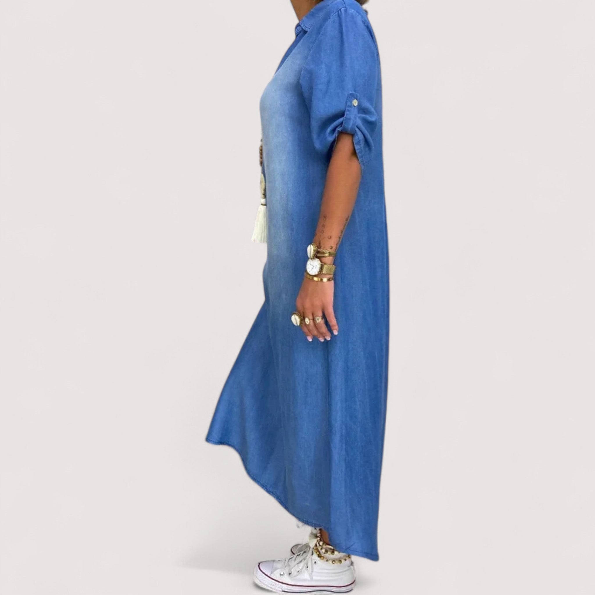 Zava™ | Vestido largo con estilo de mezclilla