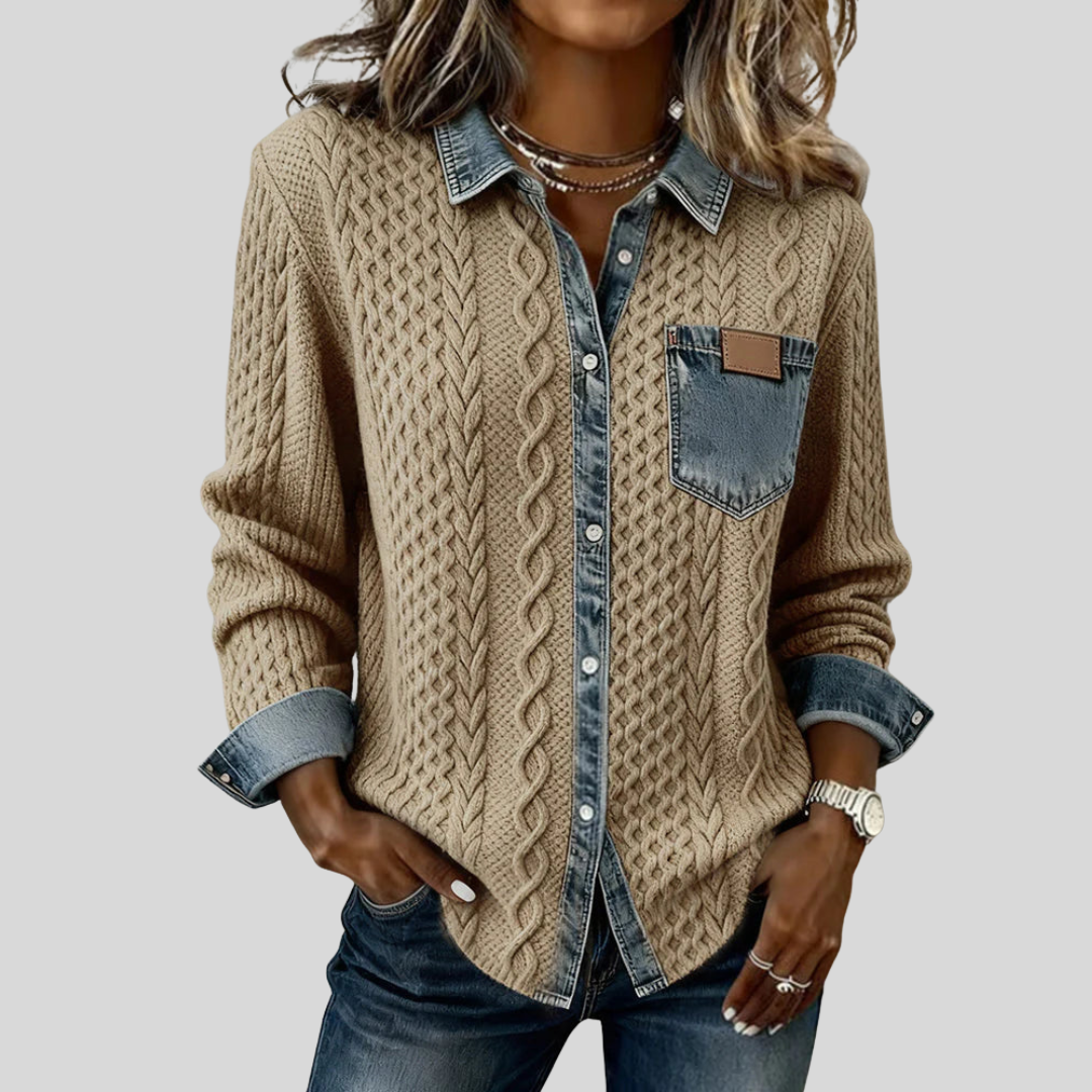 Simone™ | Camisa de mezclilla de patchwork