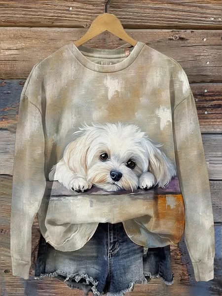 Mila™ | Camiseta de patchwork de mezclilla con diseño de perro