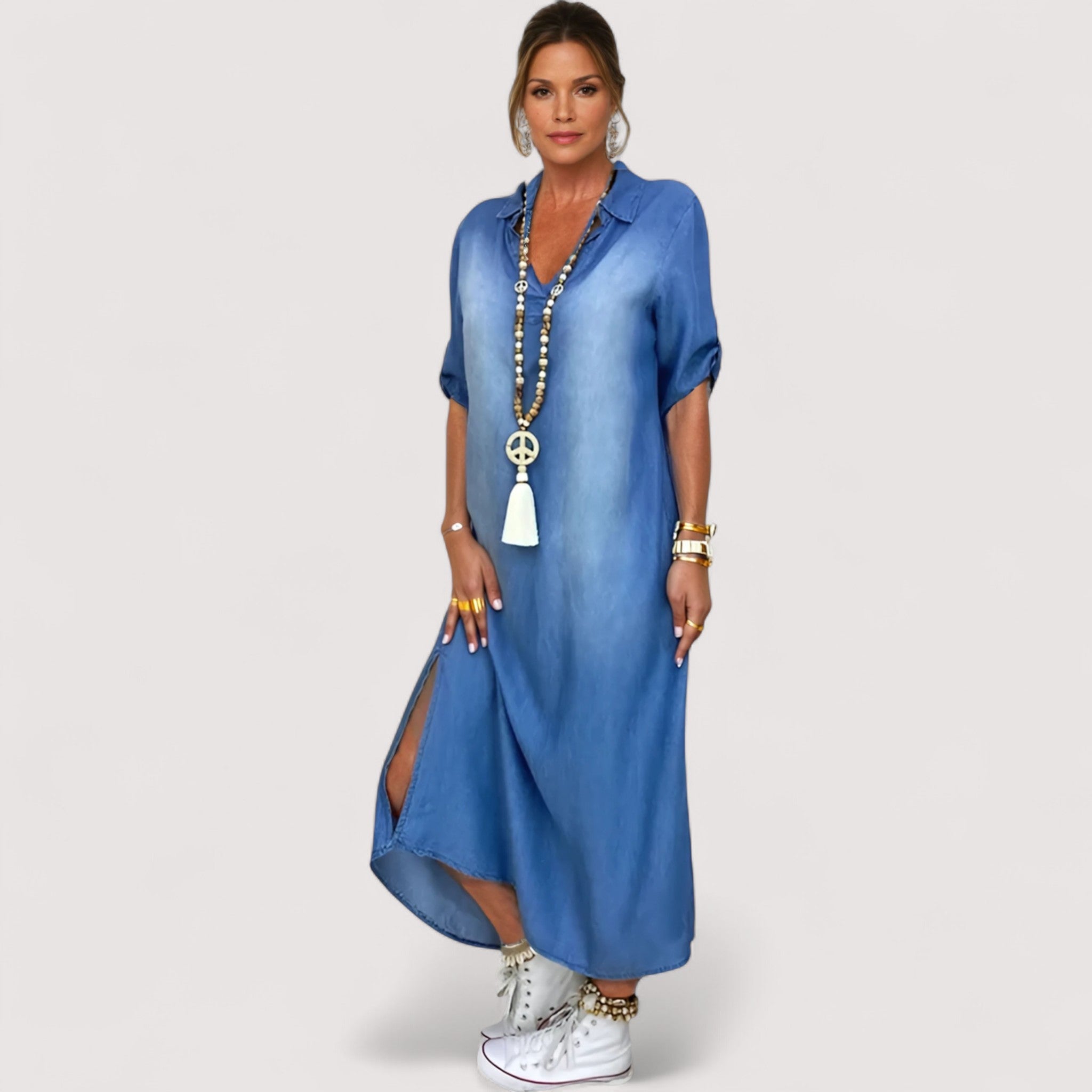Zava™ | Vestido largo con estilo de mezclilla