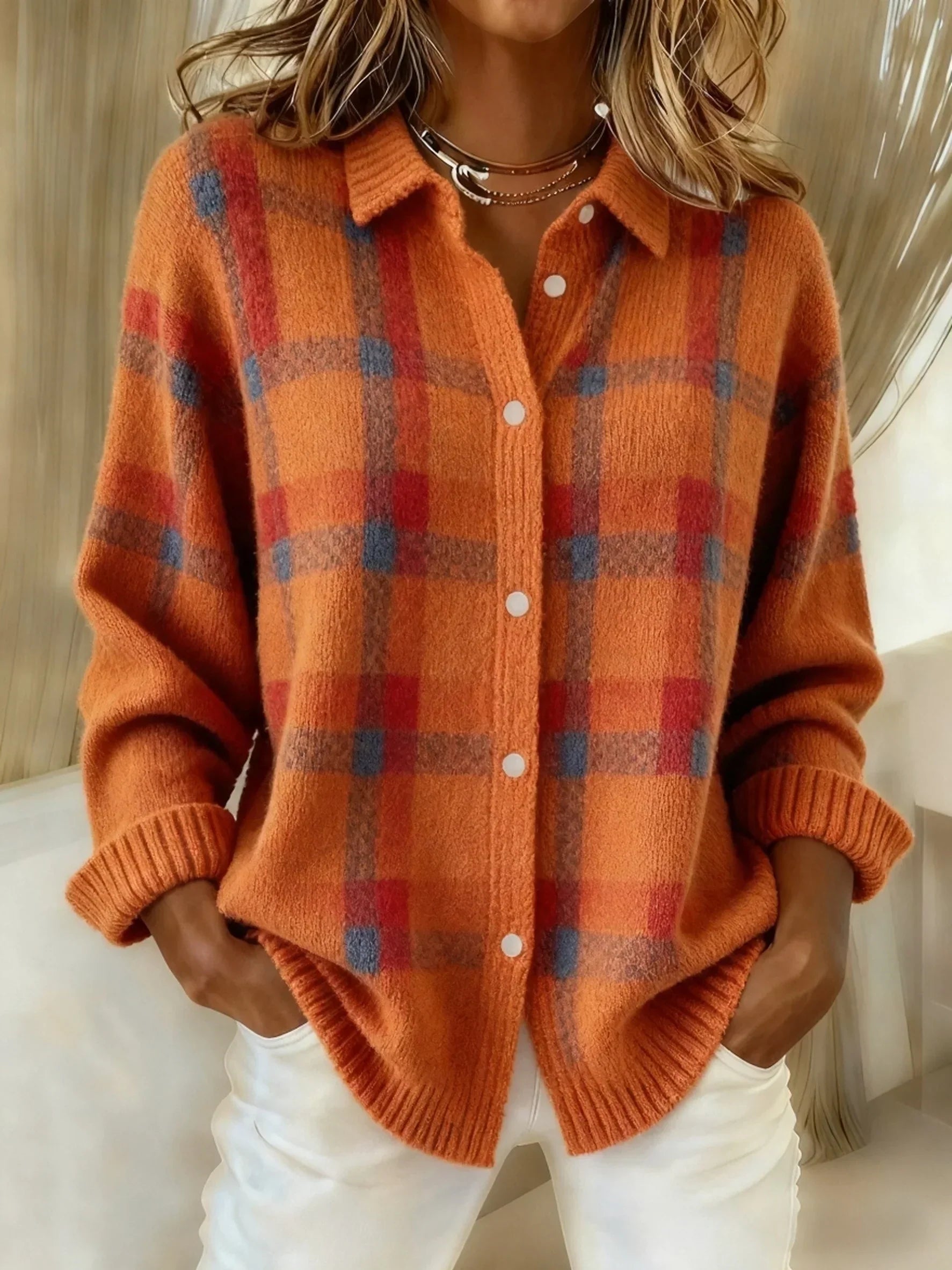 Felicia™ | Chaqueta de Punto a Cuadros