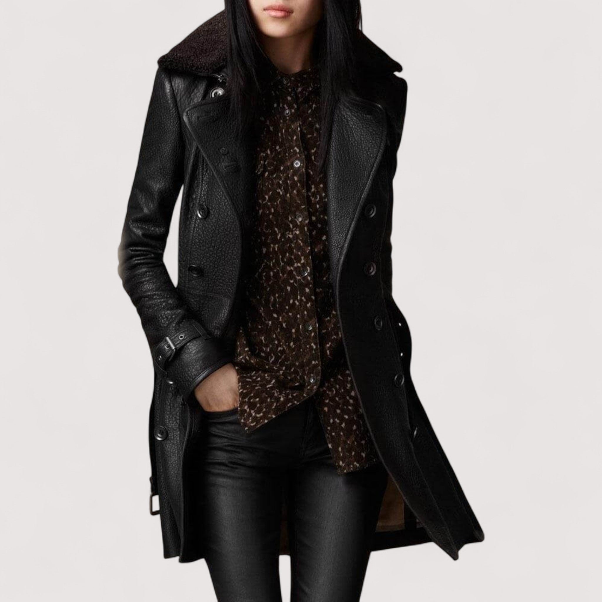 Valentina™ | Chaqueta de cuero elegante 3/4 de longitud
