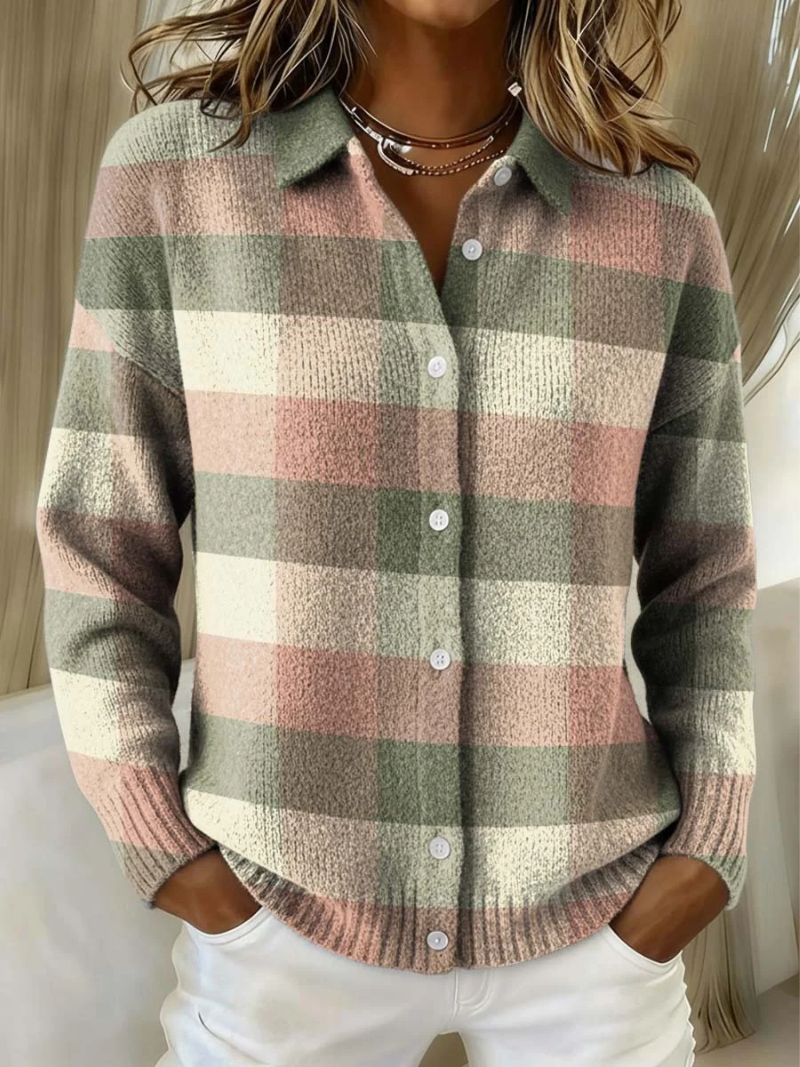 Isabel™ | Blusa a cuadros en cálidos tonos de otoño