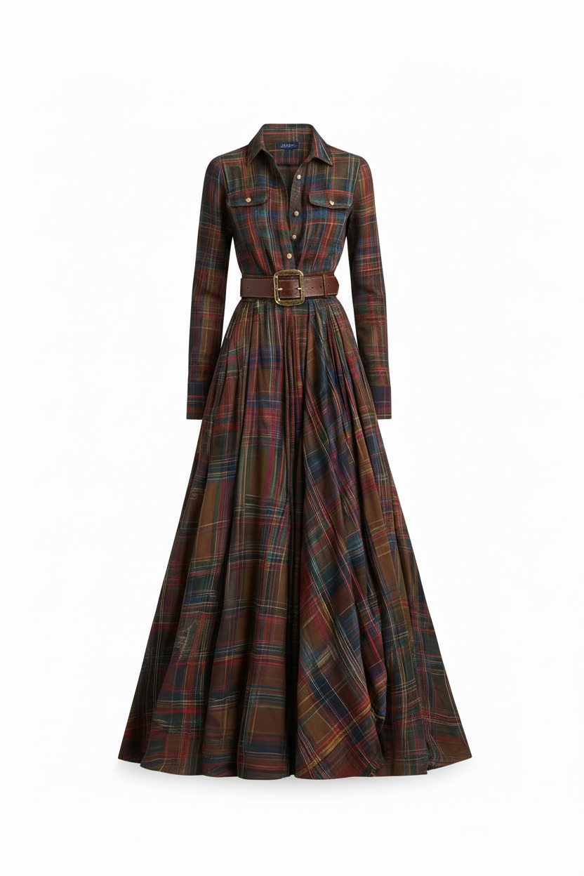 Emanuela™ | Vestido a cuadros elegante con cinturón