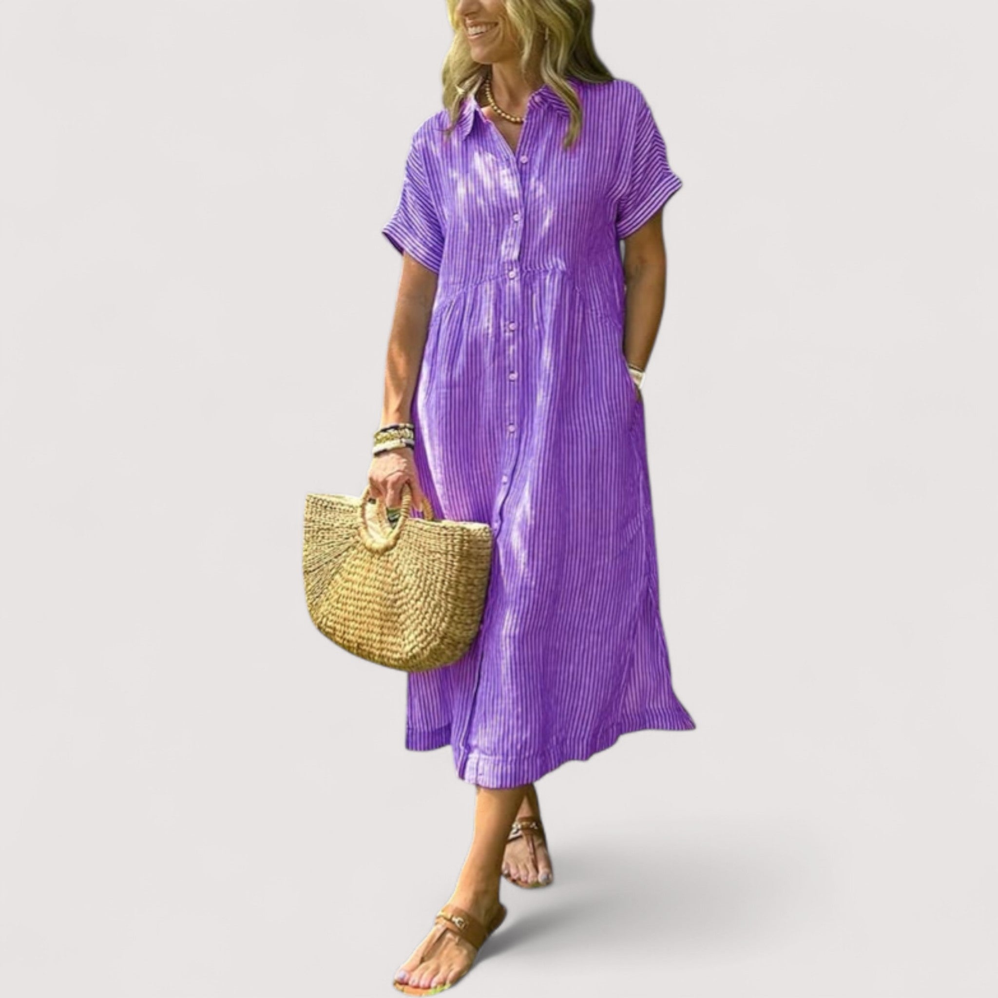 Rea™ | Vestido Camisa a Rayas