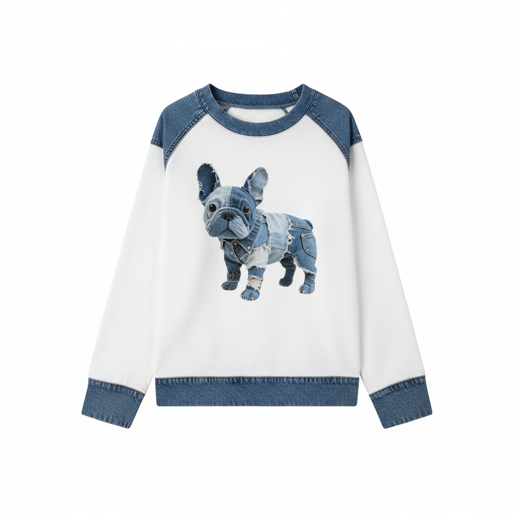 Alma™ | Camiseta de patchwork vaquero con diseño de perro