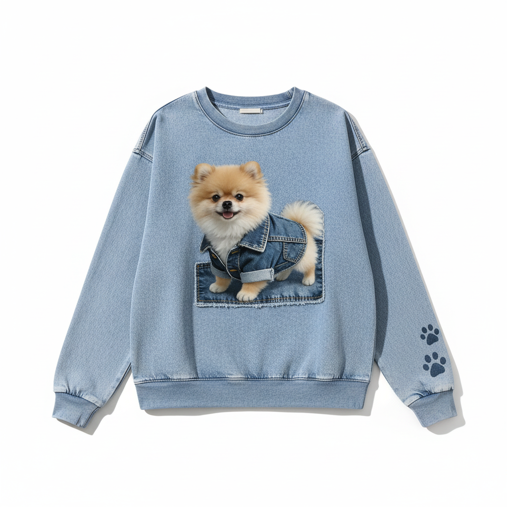 Perla™ | Camiseta de patchwork vaquero con diseño de perro