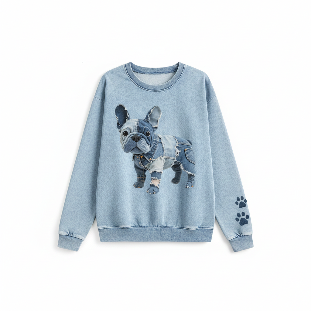 Vida™ | Camiseta de patchwork de mezclilla con estampado de perro