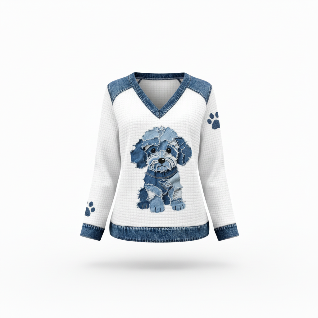 Carmen™ | Camiseta de cuello en V con diseño de perros