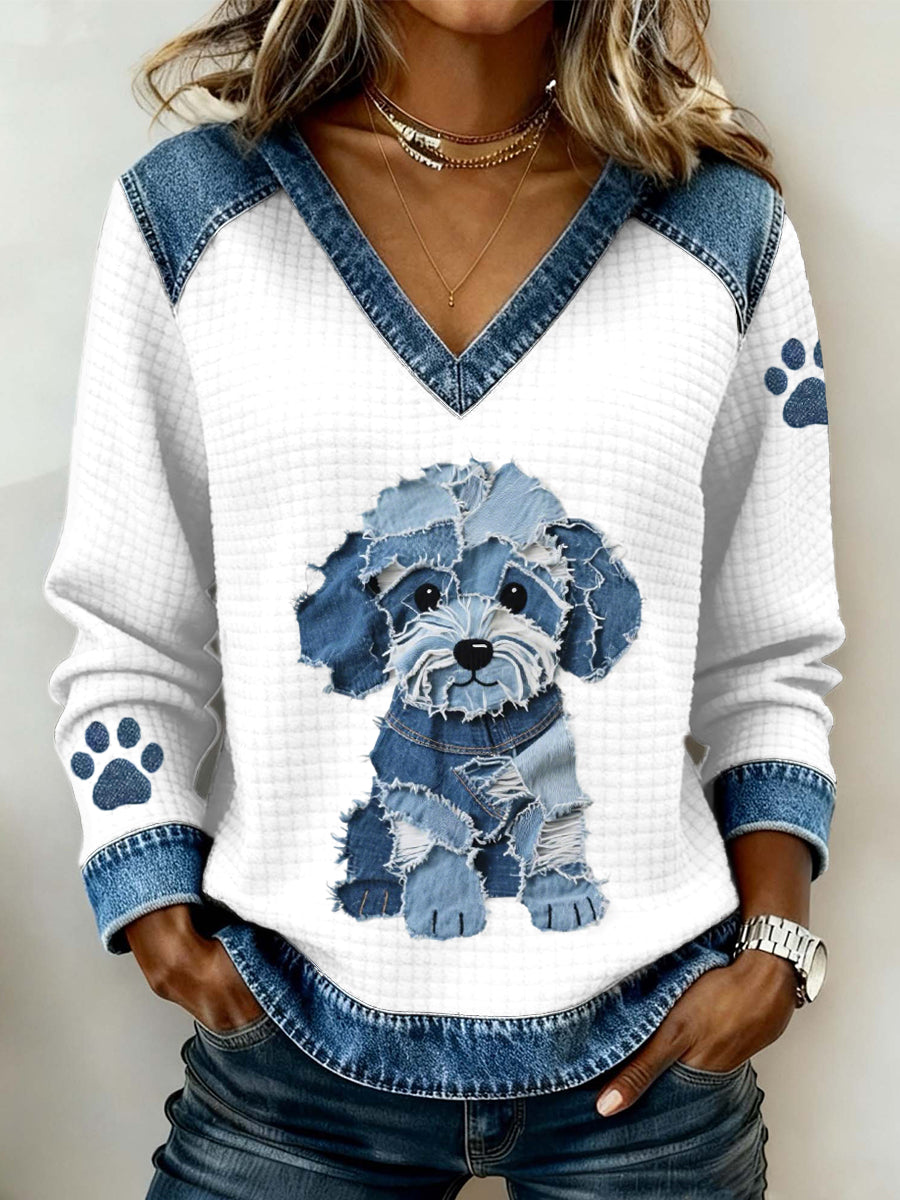 Carmen™ | Camiseta de cuello en V con diseño de perros
