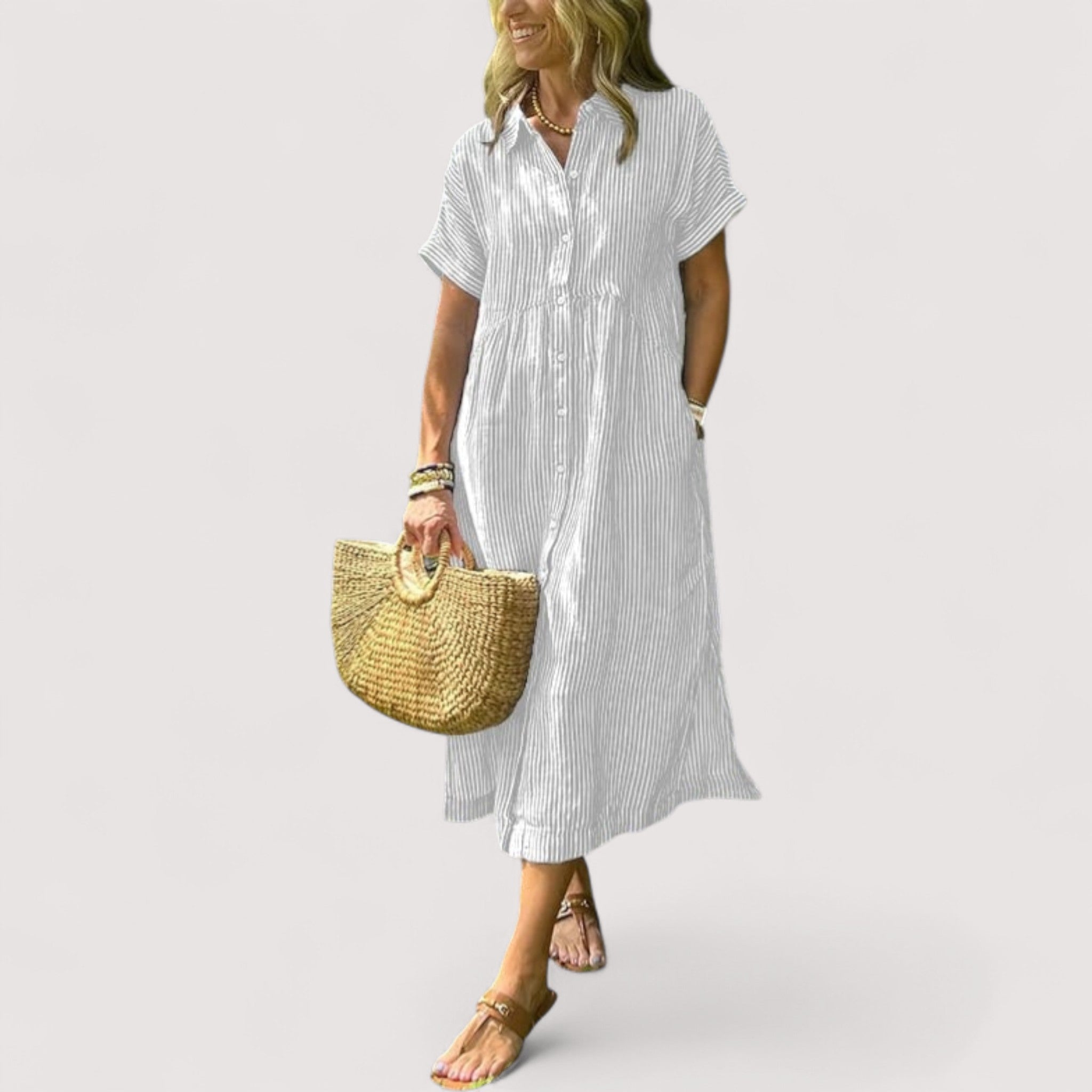 Rea™ | Vestido Camisa a Rayas