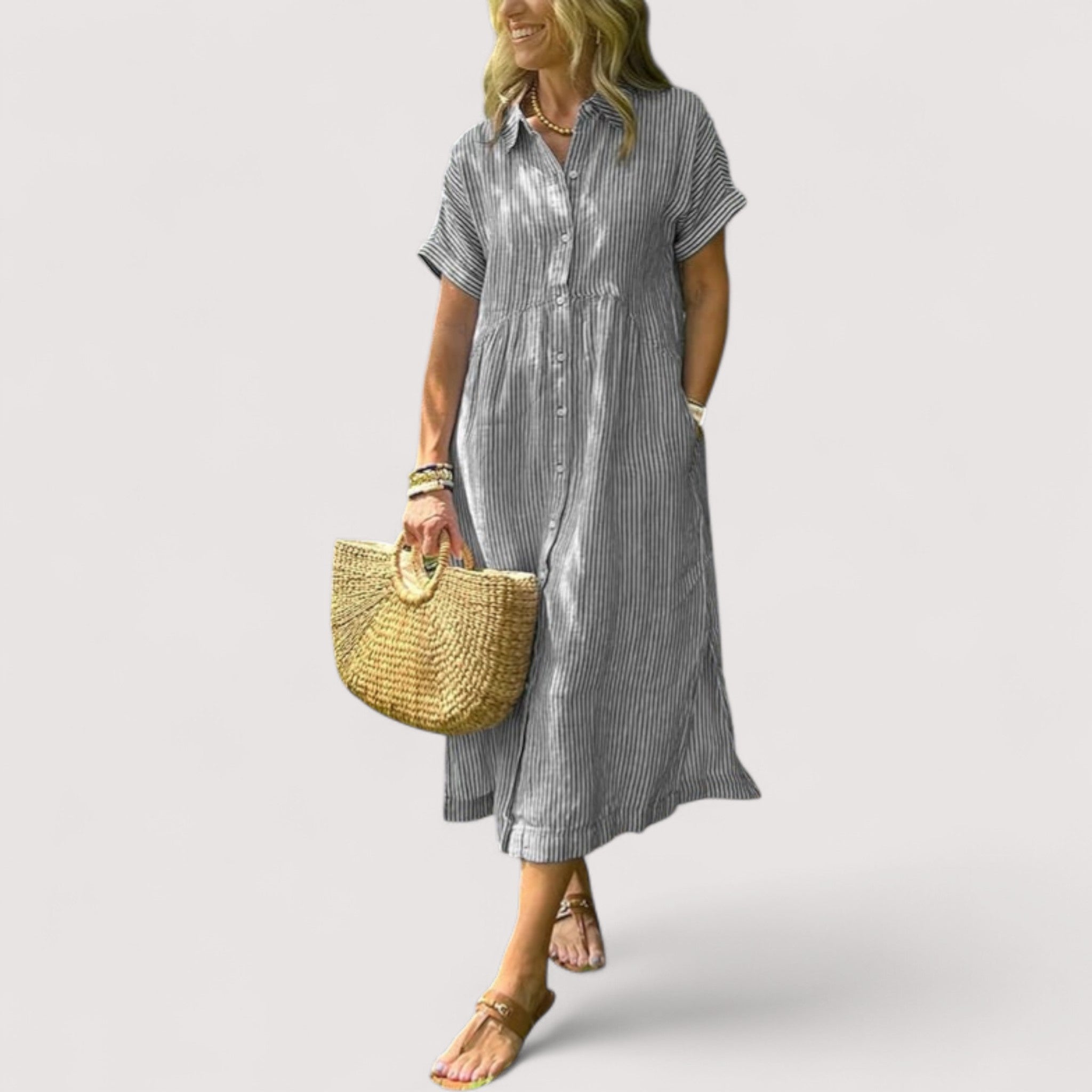 Rea™ | Vestido Camisa a Rayas
