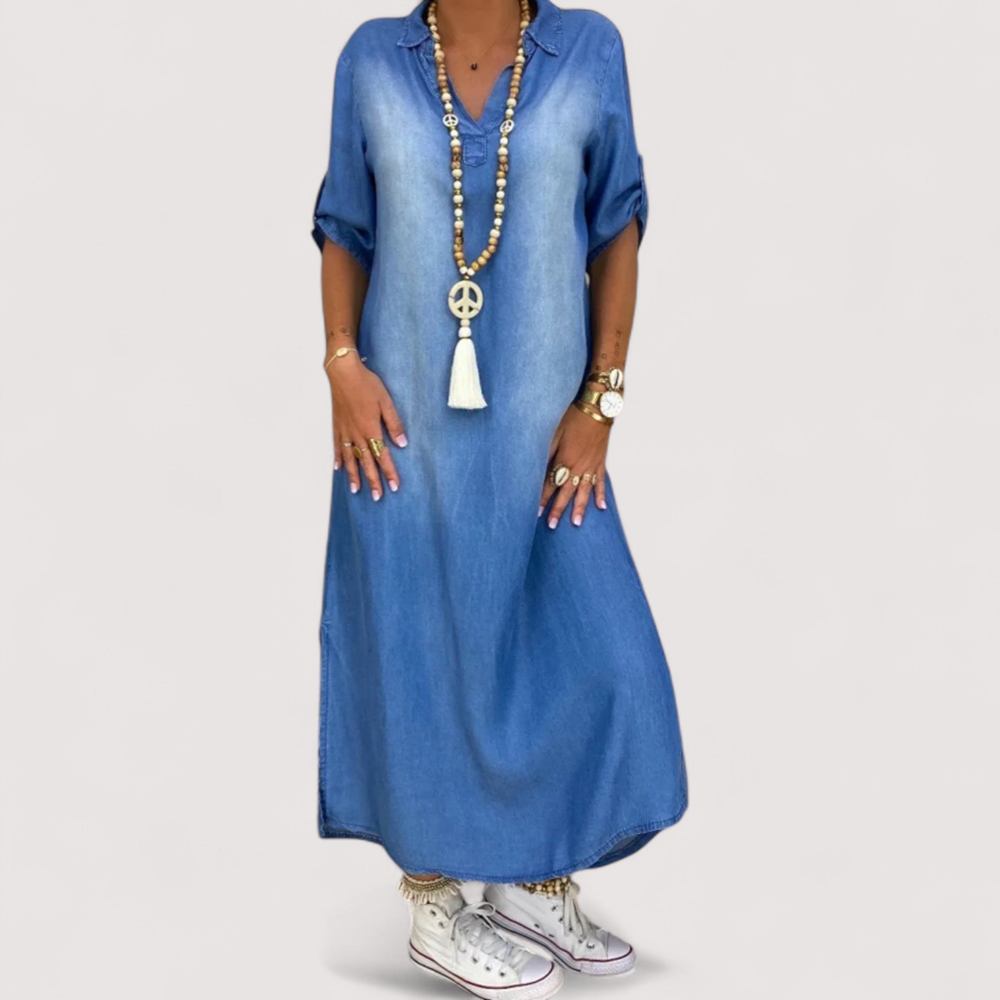 Zava™ | Vestido largo con estilo de mezclilla
