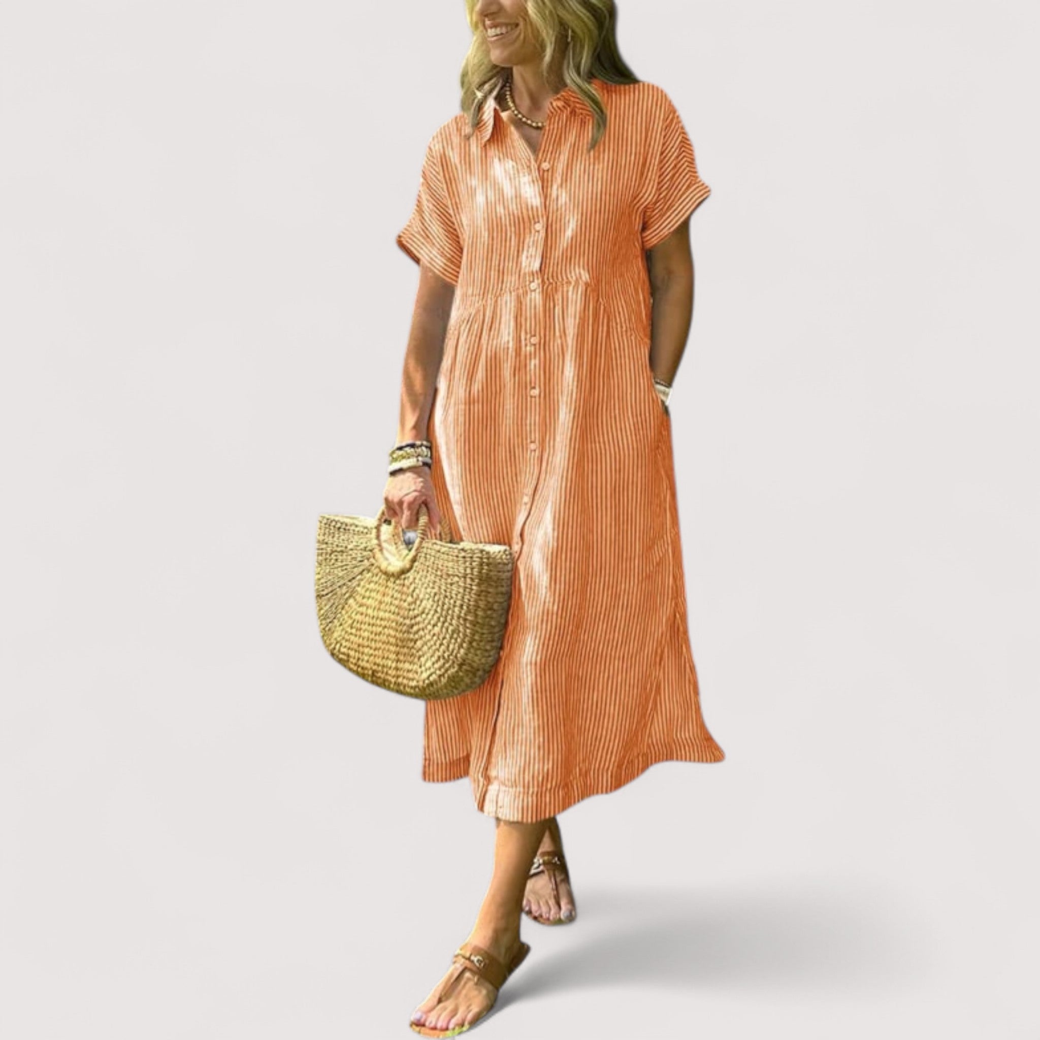 Rea™ | Vestido Camisa a Rayas