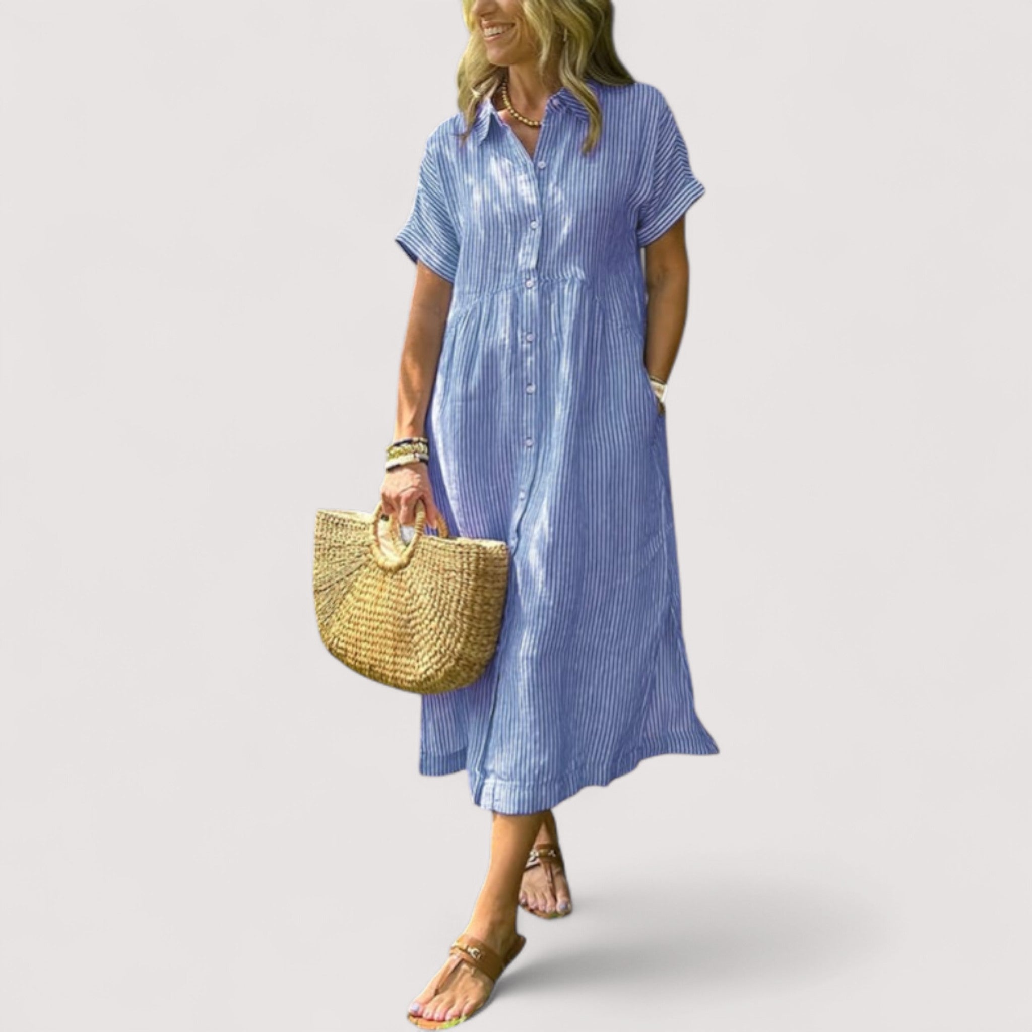 Rea™ | Vestido Camisa a Rayas
