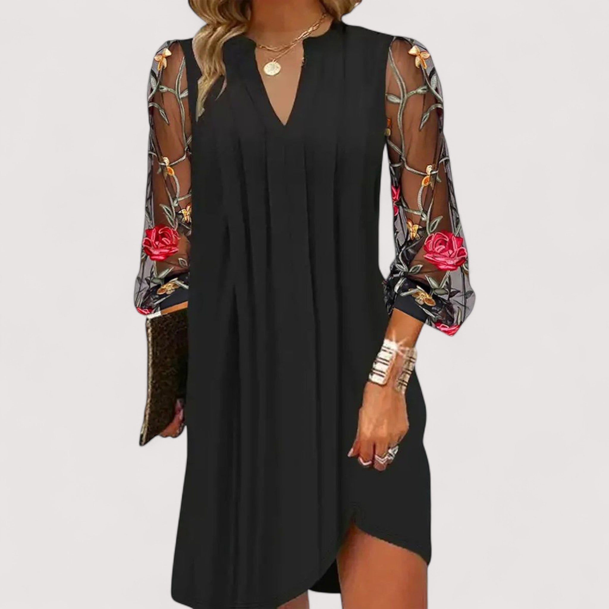 Madlina™ | Vestido mini elegante con mangas transparentes