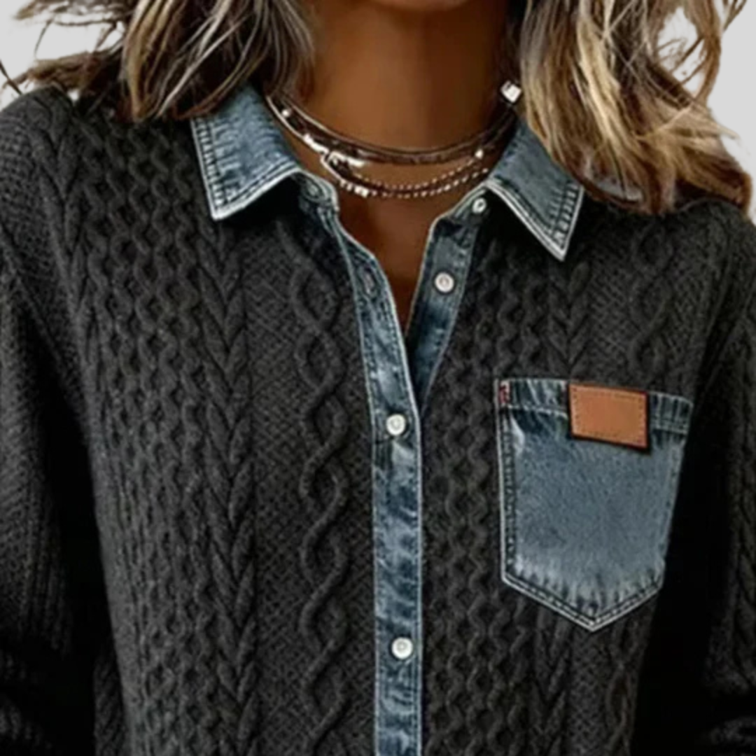 Simone™ | Camisa de mezclilla de patchwork