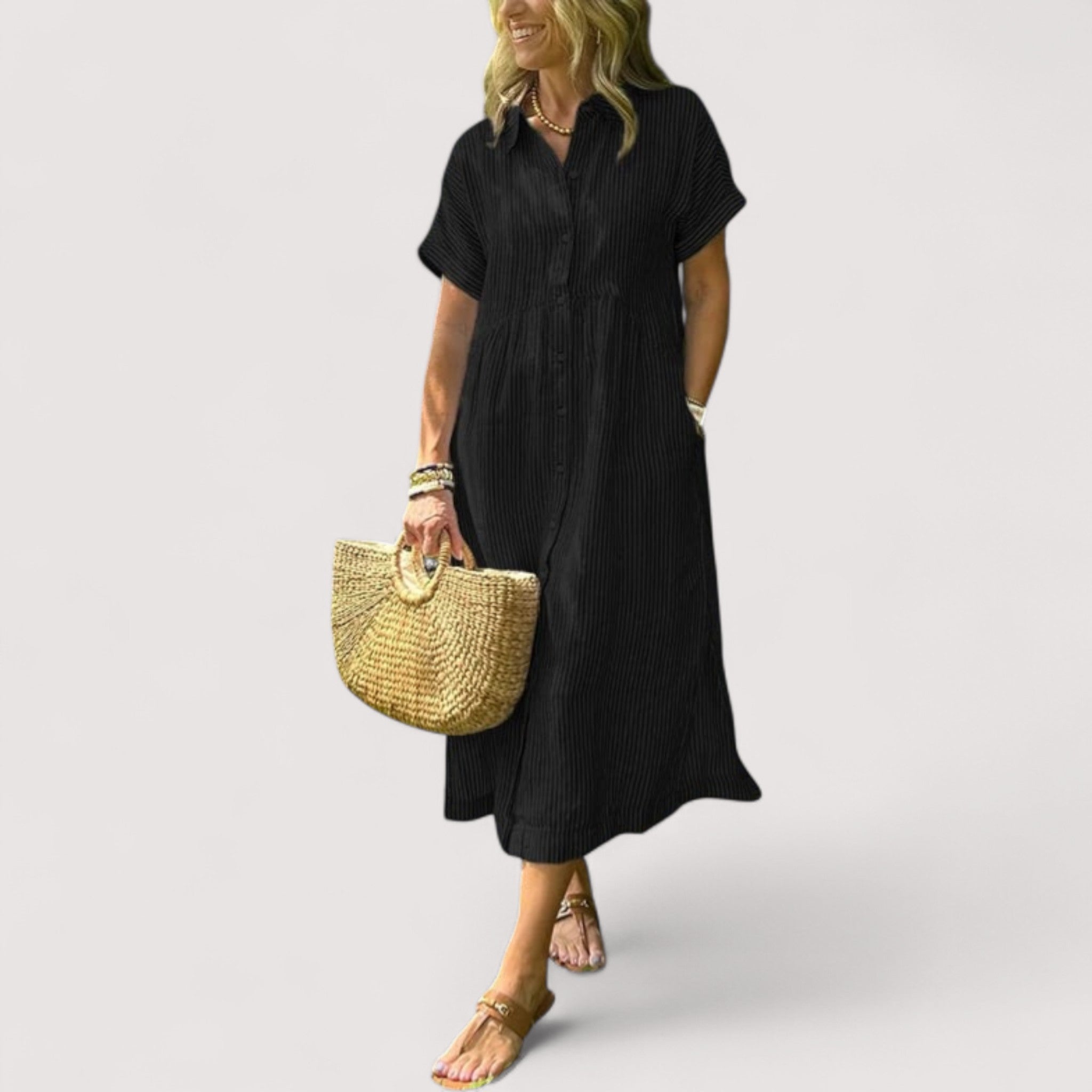 Rea™ | Vestido Camisa a Rayas