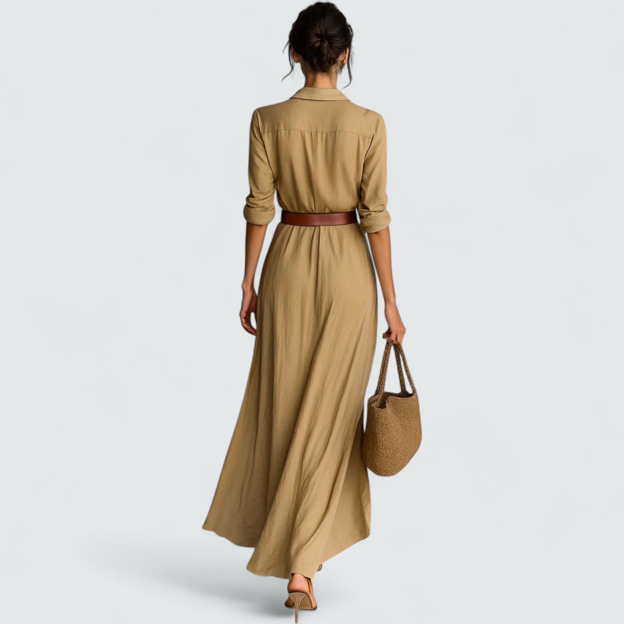 Pia™ | Vestido largo de mangas largas