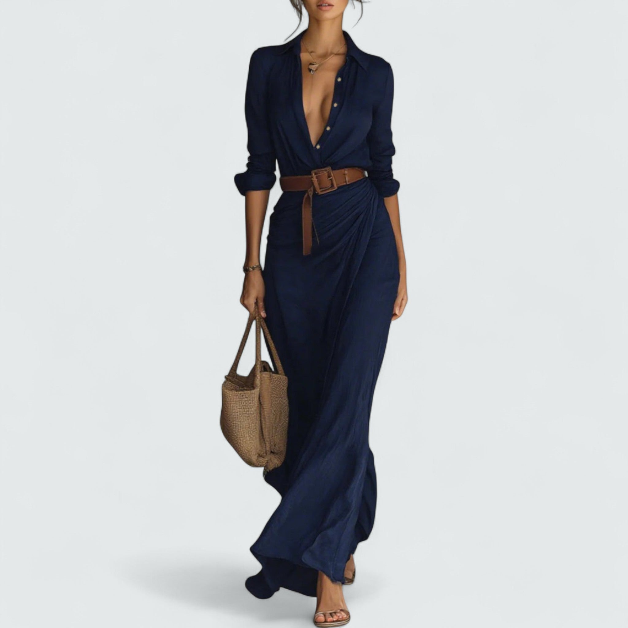 Pia™ | Vestido largo de mangas largas