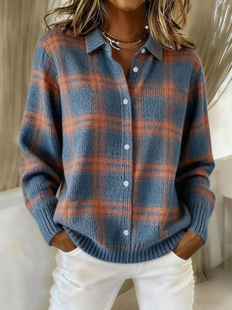 Laura™ | Blusa a cuadros en cálidos tonos otoñales