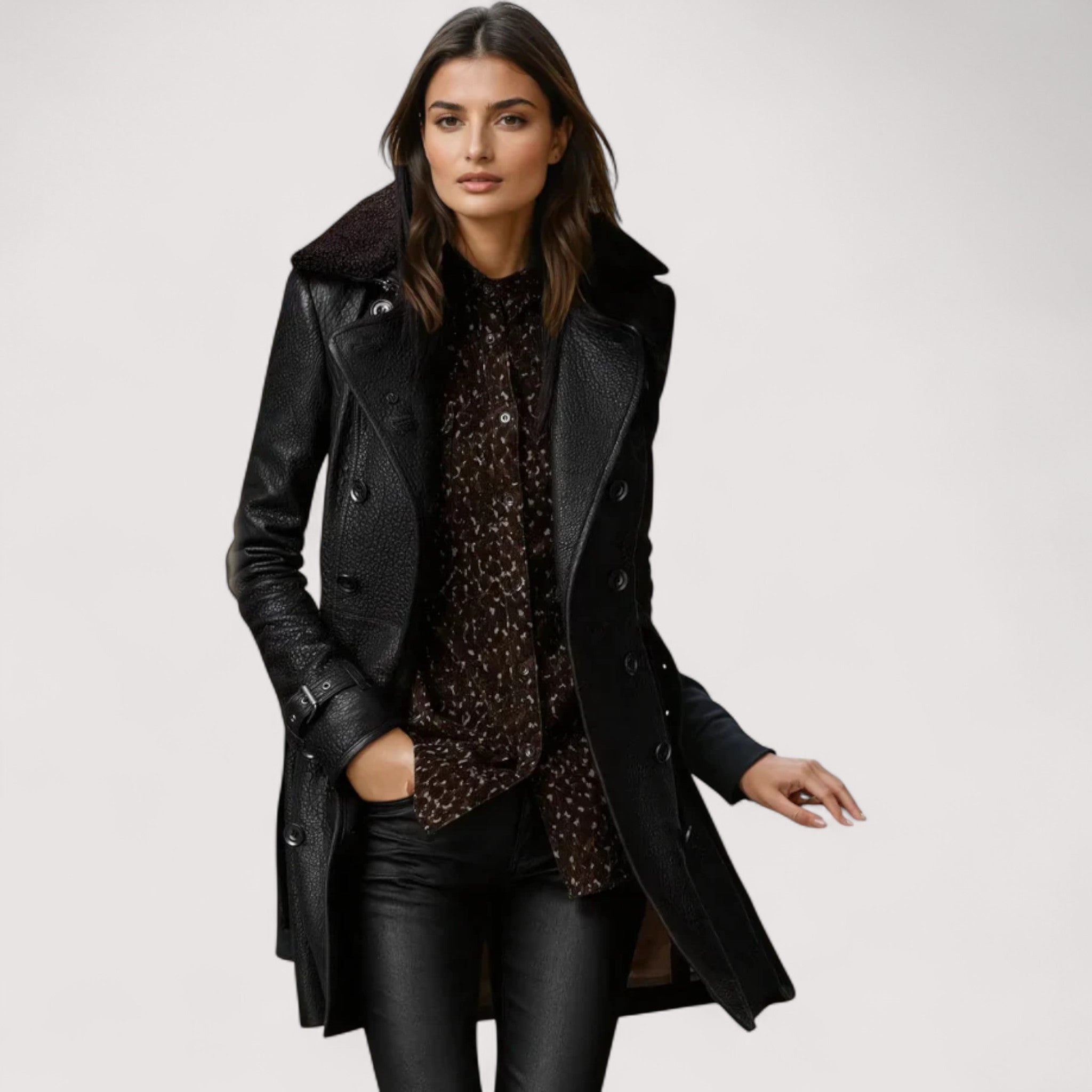 Valentina™ | Chaqueta de cuero elegante 3/4 de longitud