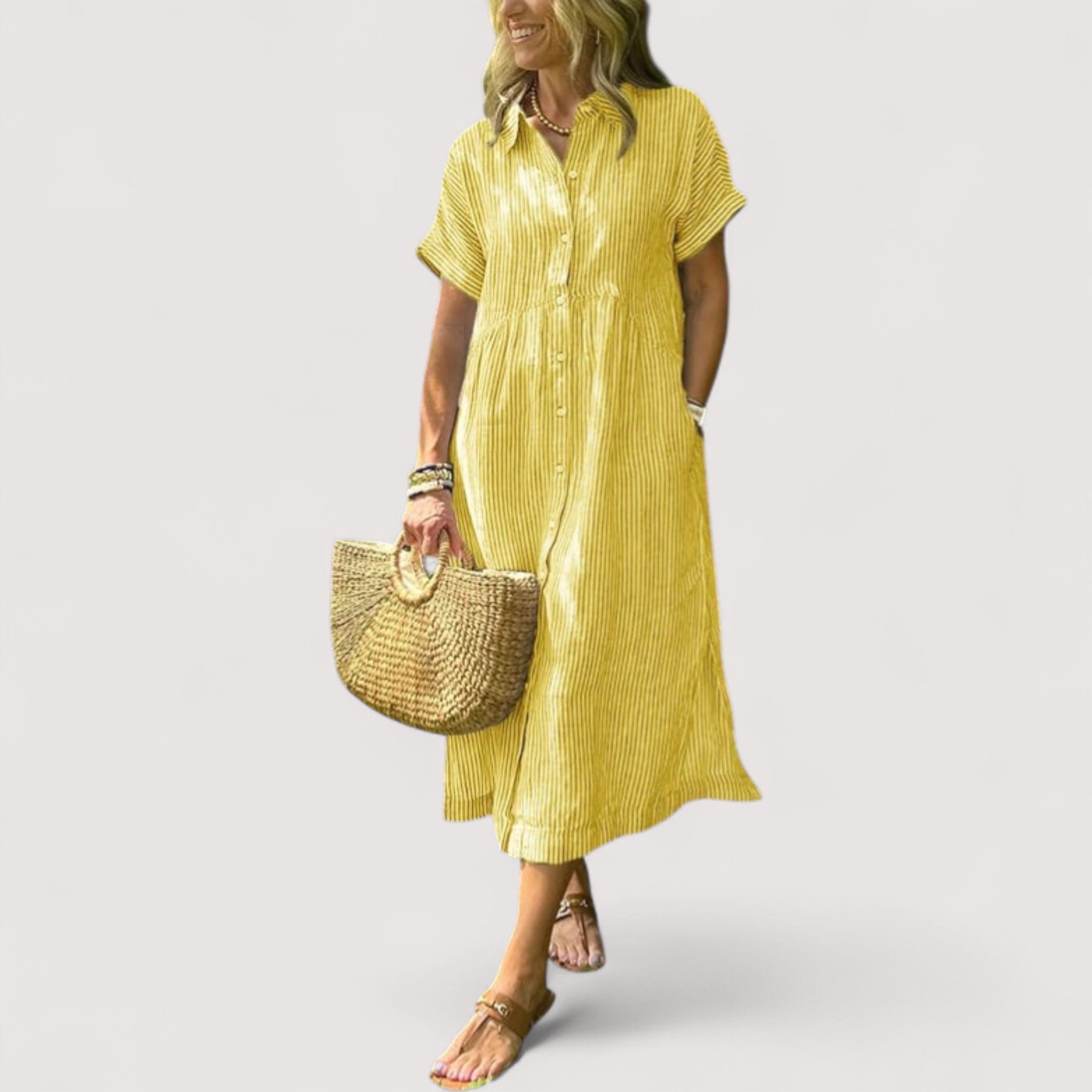 Rea™ | Vestido Camisa a Rayas