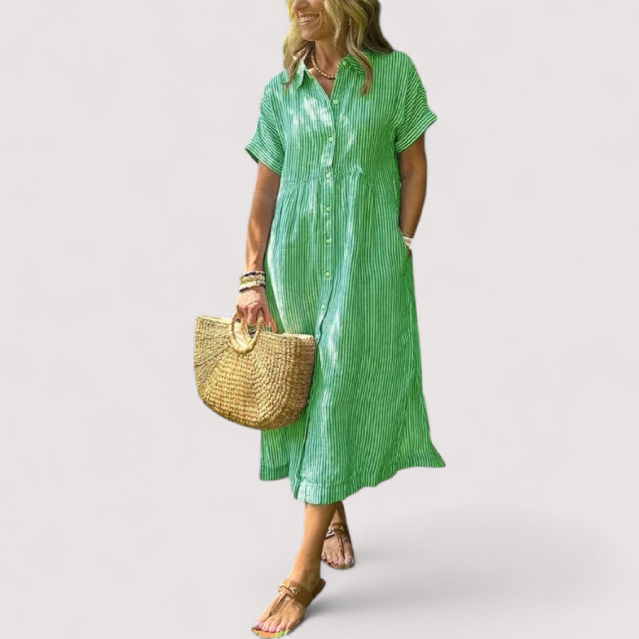Rea™ | Vestido Camisa a Rayas