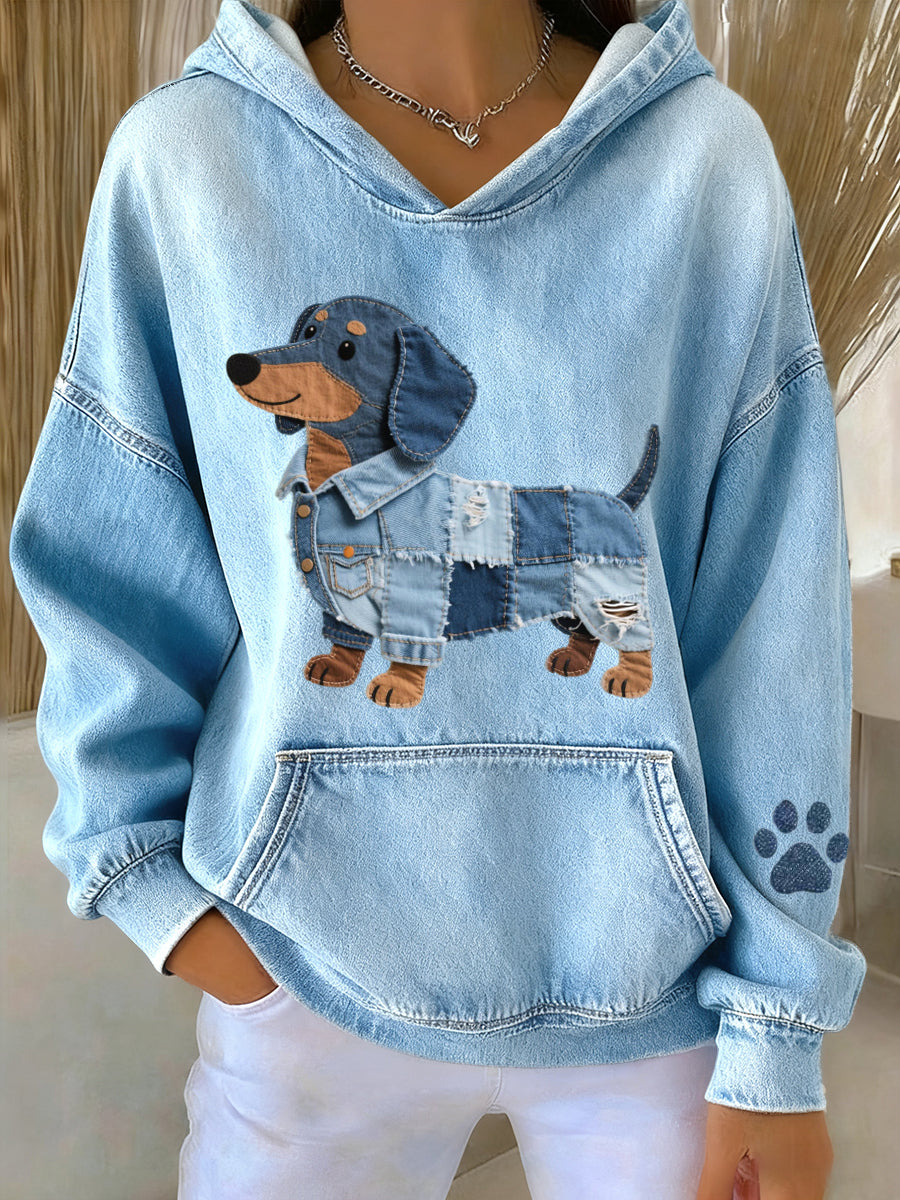 Azucena™ | Sudadera con capucha de patchwork con diseño de perro