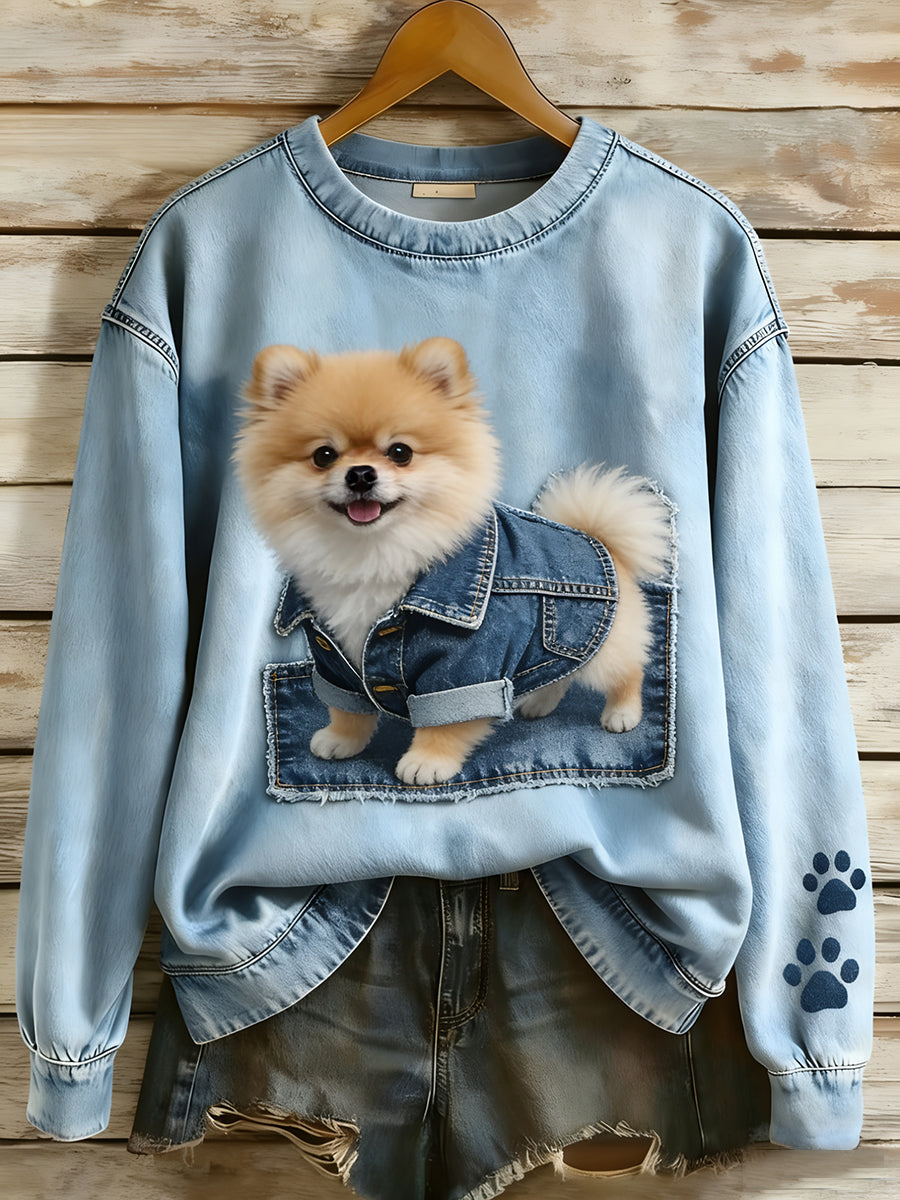 Perla™ | Camiseta de patchwork vaquero con diseño de perro